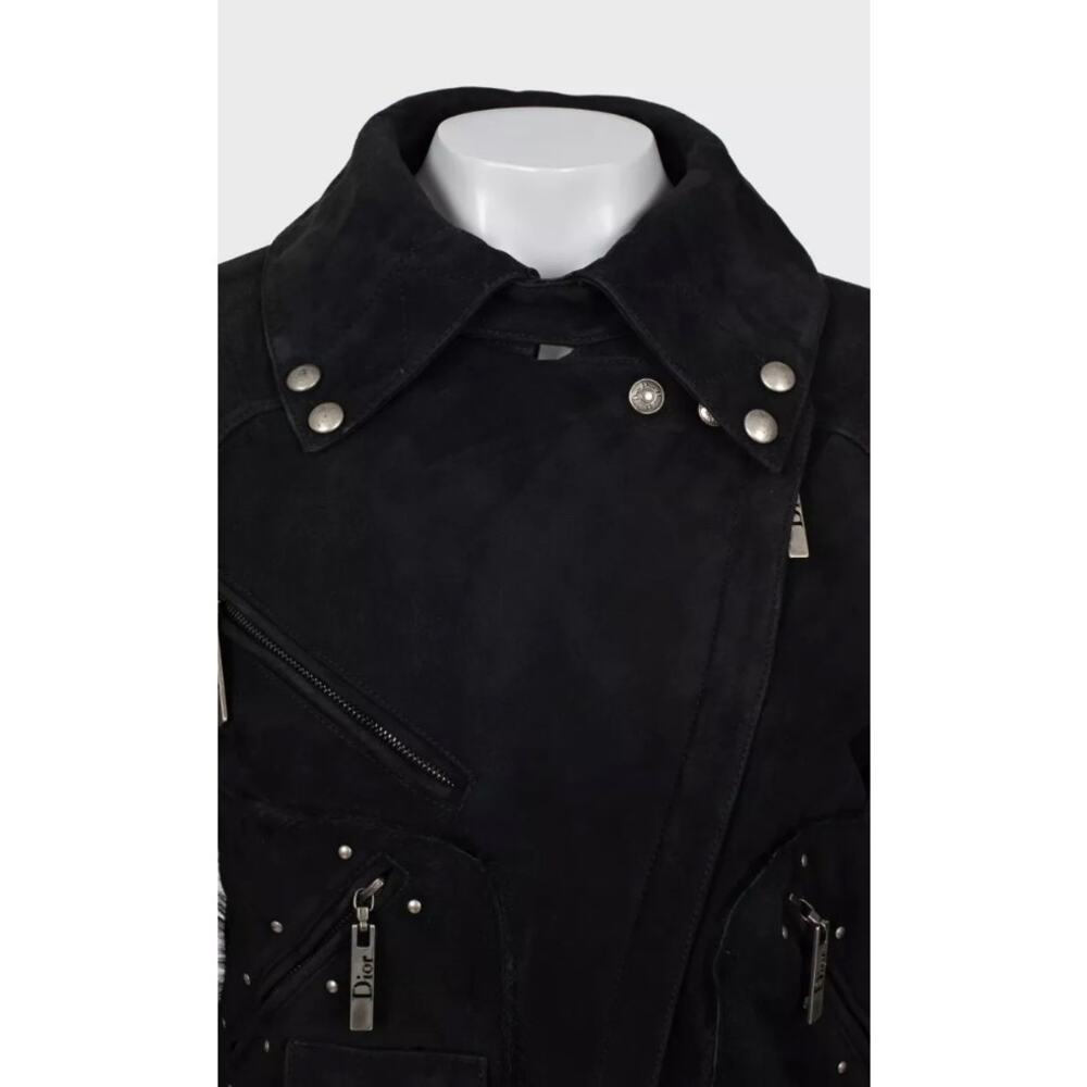 Christian Dior Black Genuine Leather Shearling Jacket sz.36 FR - Picture 4 of 6
